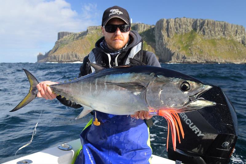 Tom with another ripper from that trip photo copyright Spot On Fishing Hobart taken at  and featuring the Fishing boat class