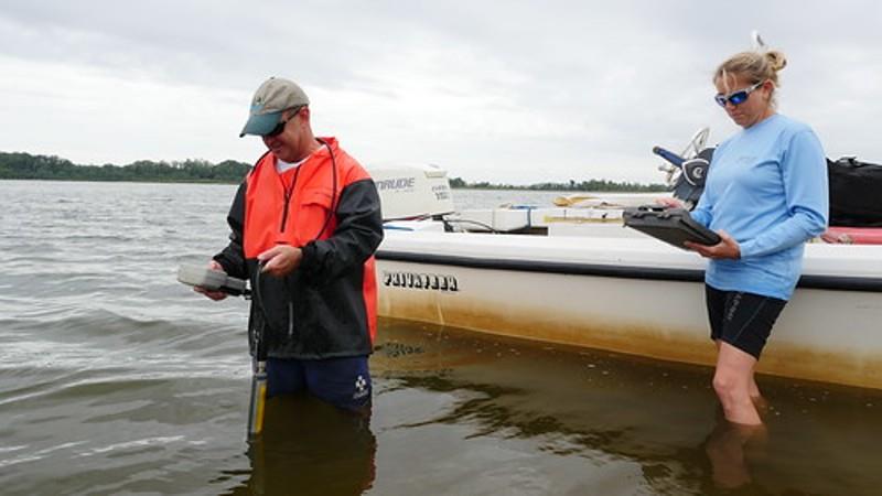 During the annual survey, Maryland Department of Natural Resources fishery managers examine 22 sites located in four major striped bass spawning areas photo copyright Maryland Department of Natural Resources taken at  and featuring the Fishing boat class