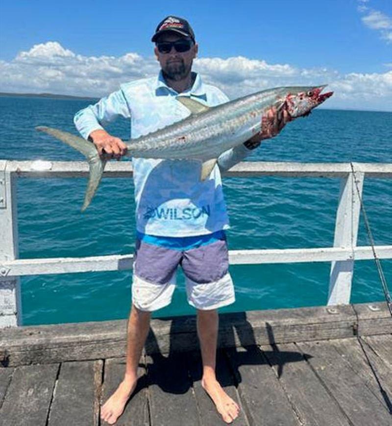 A run of broad-barred mackerel at Urangan Pier gets the local pier regulars excited. The big GT's can't be far off photo copyright Fisho's Tackle World taken at  and featuring the Fishing boat class