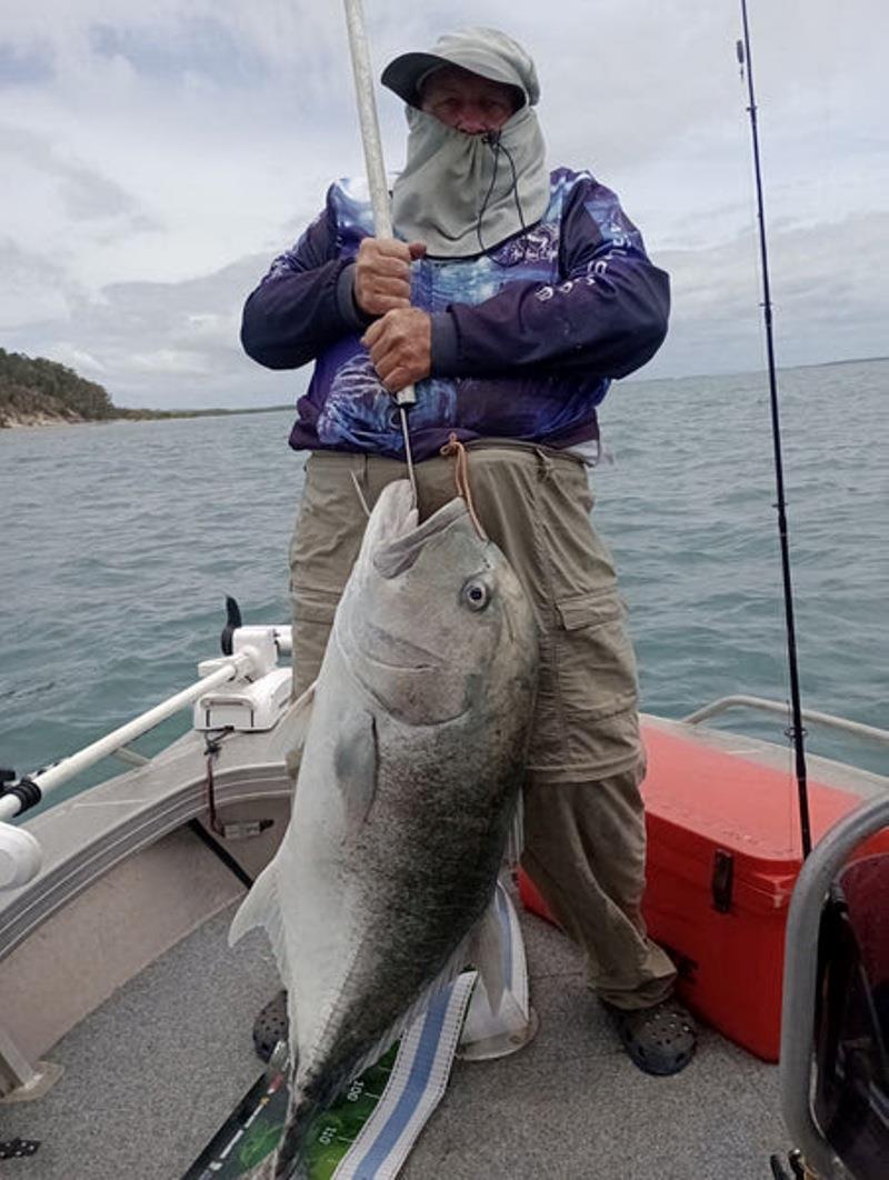 A member of the River Heads Fishing Club with a big GT. Be prepared for encounters with these beasts over summer photo copyright Fisho's Tackle World taken at  and featuring the Fishing boat class