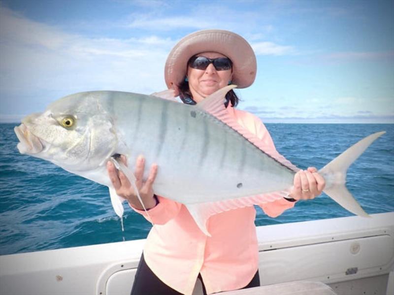 Hervey Bay's big golden trevally are fun for the whole family. They pull hard and don't give up easy, so any big one is a battle - photo © Fisho's Tackle World