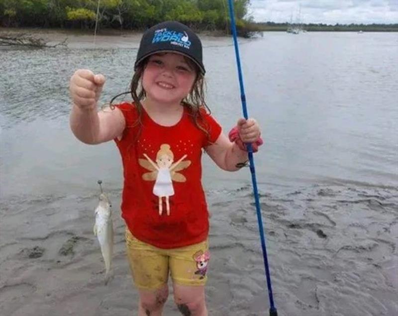 The smile on Isla says it all. They don't have to be monster to keep the kids entertained & whiting are a very safe fish to target - photo © Fisho's Tackle World