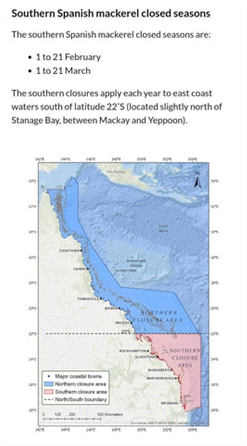 Spanish Mackerel cannot be kept over the next 3 weeks. Note the closure