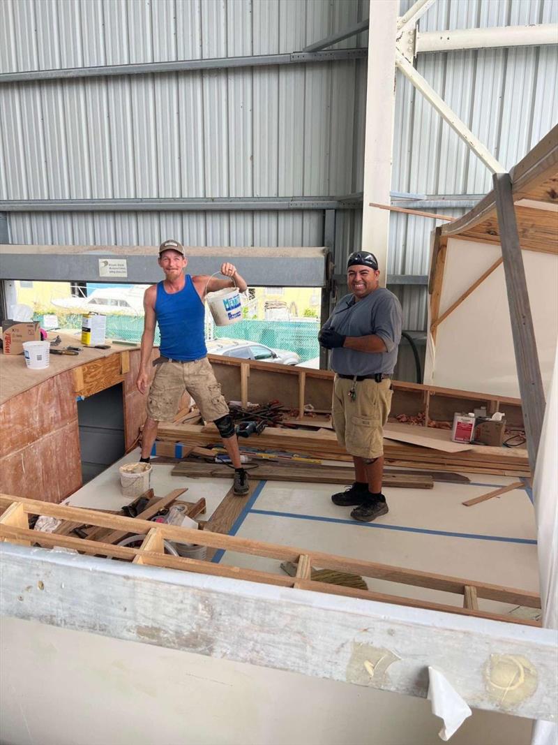 Hull #10 - Flipper and Sal in the glue - photo © Michael Rybovich & Sons