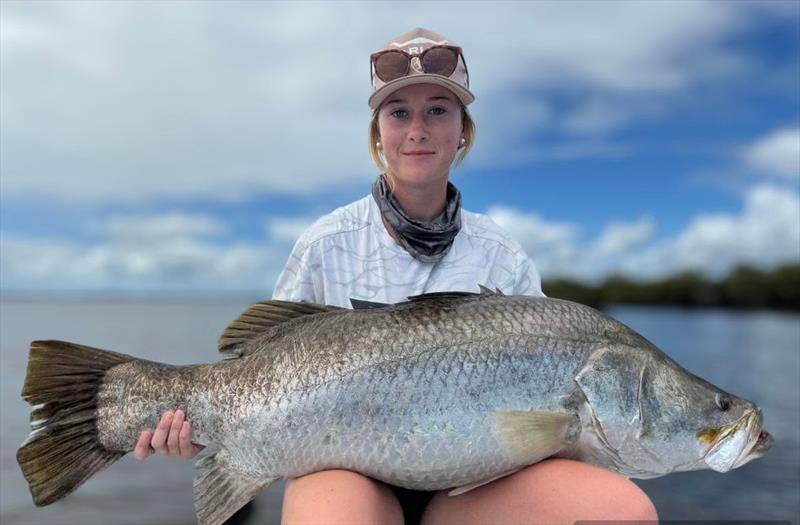 Cassie has many fine salties under her belt. This is yet another ripper at 117cm and one of her best so far - photo © Fisho's Tackle World