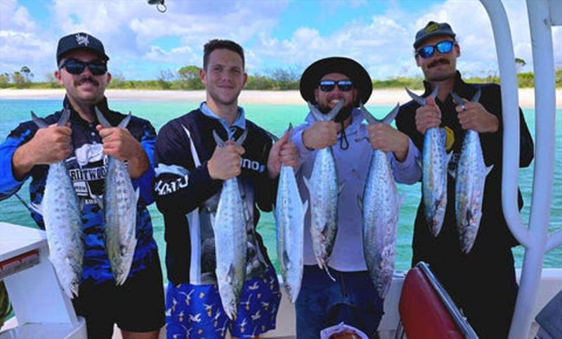 Schoolies galore for Hot Reels Charter clients. There has been mobile schools of mackerel harassing the bait schools in Platypus Bay this week photo copyright Fisho's Tackle World taken at  and featuring the Fishing boat class