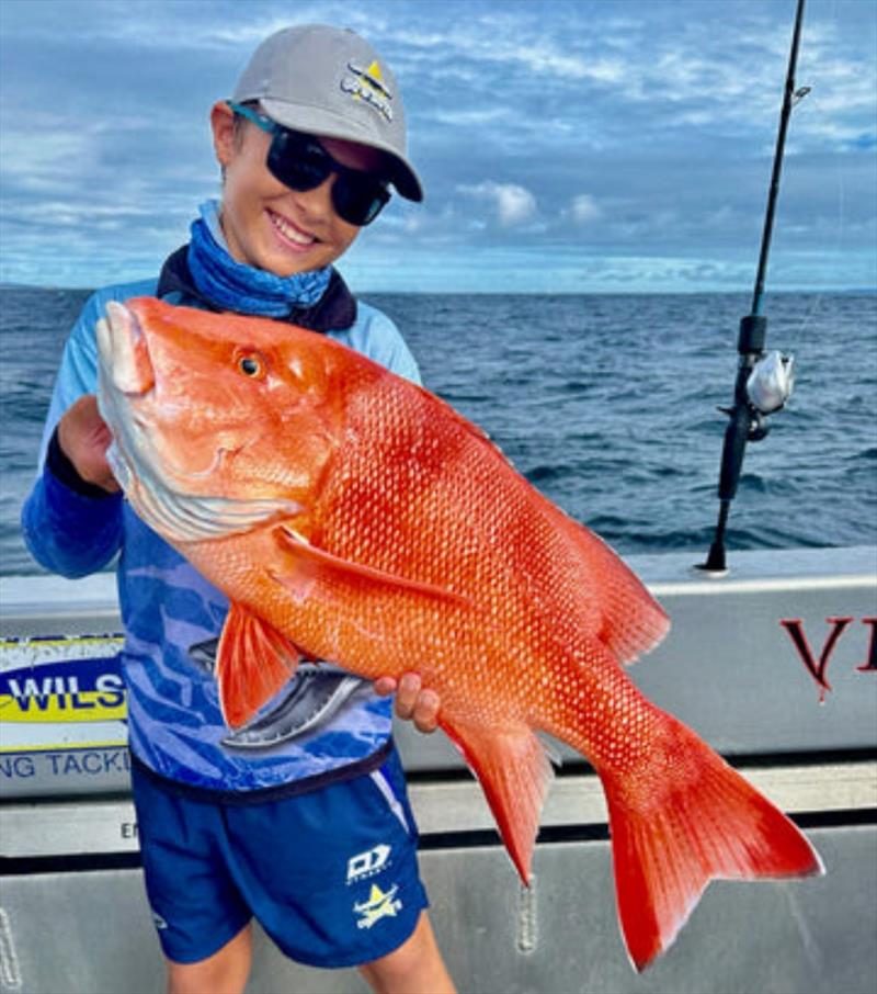 Rainbow Beach local, Sonny Bennett caught his holy grail whilst out with Greg Pearce. Ripper red mate! Many adults in these parts haven't achieved that goal yet - photo © Fisho's Tackle World