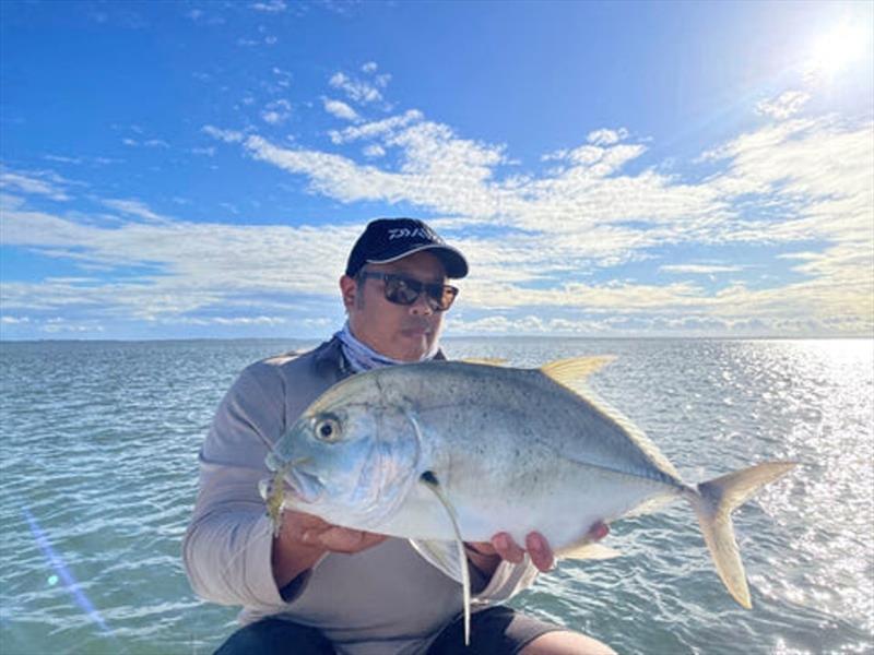 A Samaki Live Shrimp was the undoing of coral trout and this baby banga for Thanh photo copyright Fisho's Tackle World taken at  and featuring the Fishing boat class