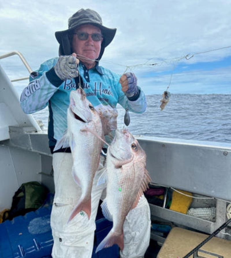 Hervey Bay local, Bob Goodwin, enjoyed a great day out with Double Island Point Fishing Charters recently and snared some nice squirey snapper - photo © Fisho's Tackle World