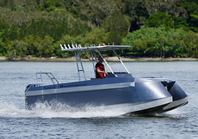 Tomahawk, a single engine, asymmetric hull catamaran photo copyright Blue Diamond Marine taken at  and featuring the Fishing boat class