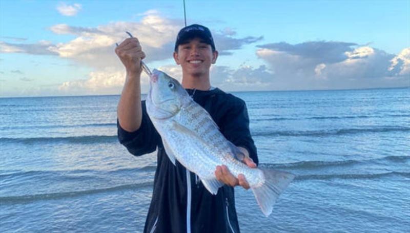 You are still a chance of catching large grunter from our local foreshores, and blue salmon too it seems - photo © Fisho's Tackle World