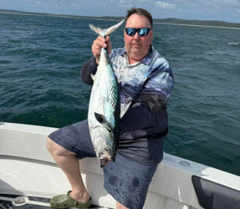 The mac tuna are getting bigger. Peter Rutten with a solid specimen - photo © Fisho's Tackle World