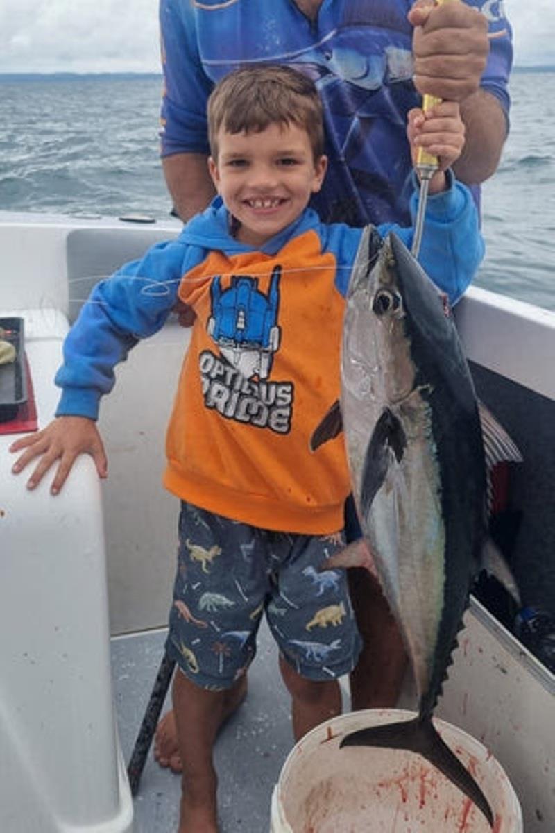 Can you imagine how happy young Rico was catching a tuna such as this. Ripper tuna young fella - photo © Fisho's Tackle World