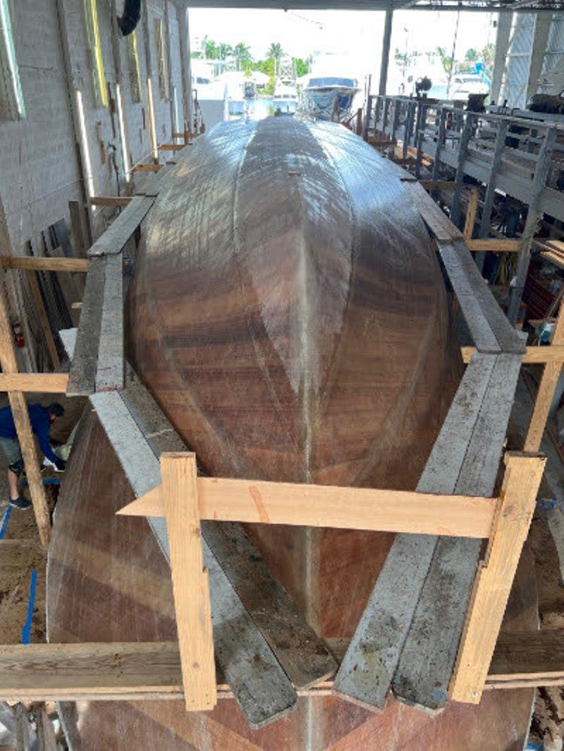 Hull #11 - Hull all glassed up - photo © Michael Rybovich & Sons