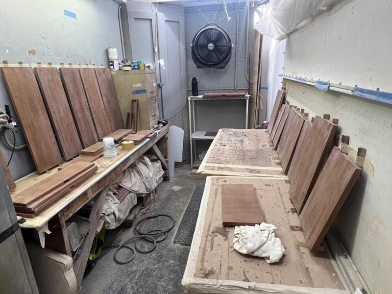 Hull #9 - Clarke's varnish corner photo copyright Michael Rybovich & Sons taken at  and featuring the Fishing boat class