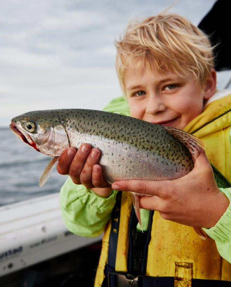 Ettie with a Great Lake Rainbow caught on the MOJO24 - photo © Spot On Fishing Hobart
