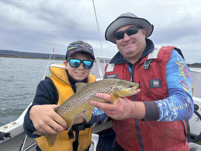 Finlay and Tommy D with one of 23 fish caught during the Movember comp - photo © Spot On Fishing Hobart