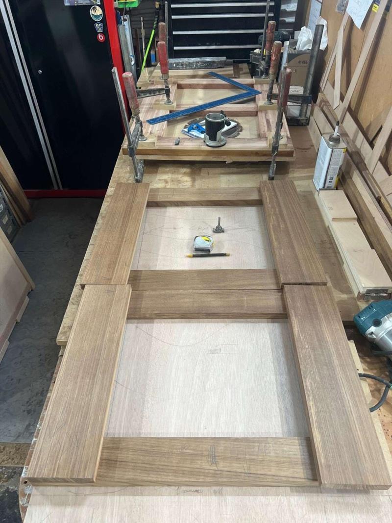 Hull #10 - Framing companionway hatch photo copyright Michael Rybovich & Sons taken at  and featuring the Fishing boat class