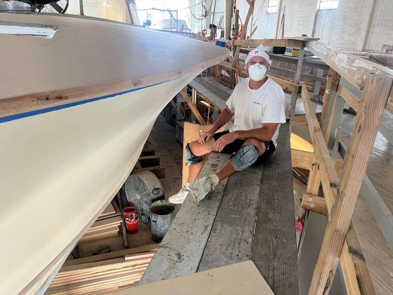 Hull #11 - Bernard prepping guards photo copyright Michael Rybovich & Sons taken at  and featuring the Fishing boat class