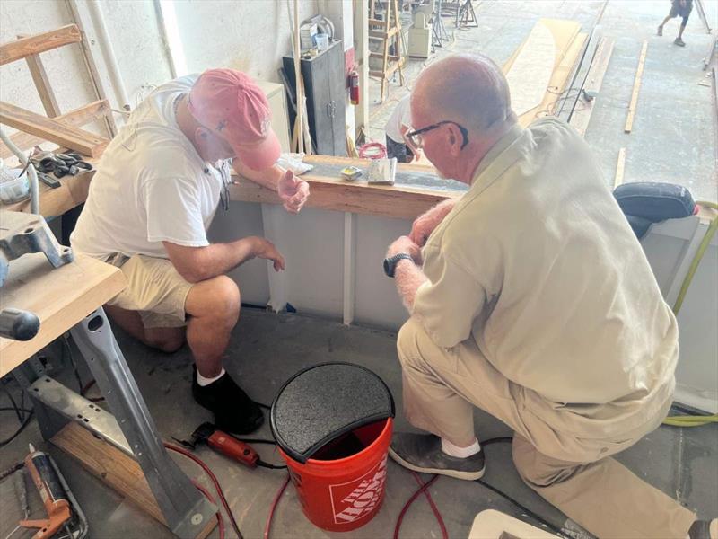Hull #11 - Mike M and Brian R comtemplating the Universe photo copyright Michael Rybovich & Sons taken at  and featuring the Fishing boat class