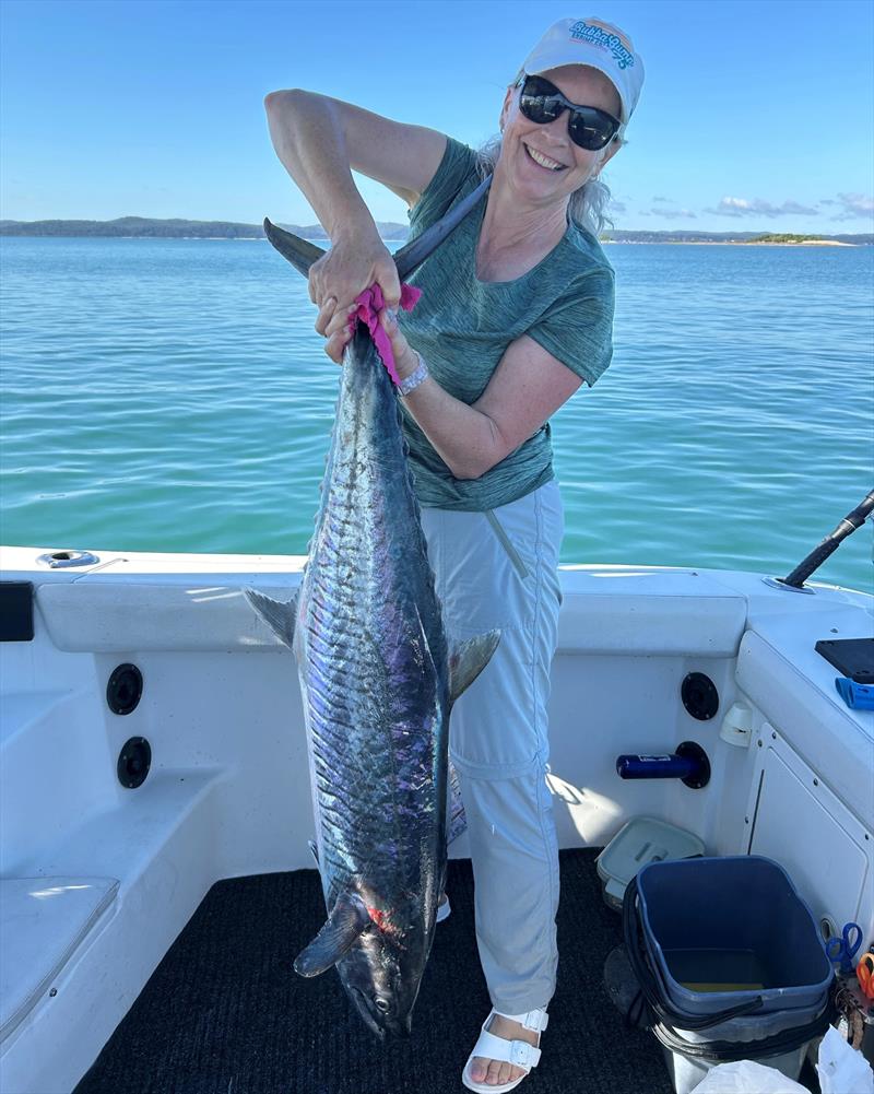 Tanya had a serious workout subduing this large spaniard Wednesday morning. Great Fish Tanya. Drop in for a Fisho's cap on us photo copyright Fisho's Tackle World taken at  and featuring the Fishing boat class