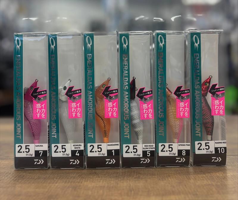 Just in time for our prime tiger squid season - give the new Daiwa Emeraldas Amorous Joint squid jigs a try and get the edge on your competition - photo © Fisho's Tackle World Hervey Bay