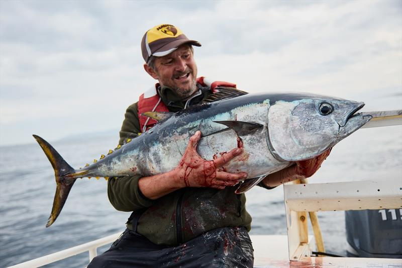 Adrian with a Dart Bank schoolie photo copyright Spot On Fishing Hobart taken at  and featuring the Fishing boat class
