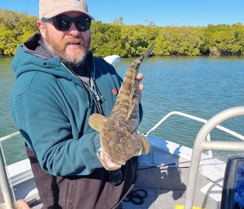 Flatties will become more common on our flats as winter wears on. Stuart took time out from reef fishing for a little fun in the shallows photo copyright Fisho's Tackle World Hervey Bay taken at  and featuring the Fishing boat class