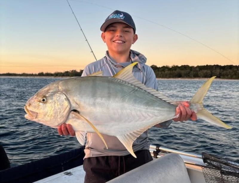 Cooper's first goldie on a jig was a memorable moment, and no doubt just one of many to come photo copyright Fisho's Tackle World Hervey Bay taken at  and featuring the Fishing boat class