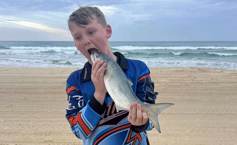 Ethan was hungrier than the tailor last week on Fraser. He spun his heart out and was on the spot anytime a fish was caught - photo © Fisho's Tackle World Hervey Bay