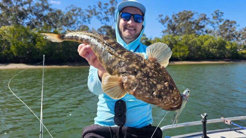 Jacko up to his usual tricks catching flatties. Soft vibes are deadly on them in deeper water - photo © Fisho's Tackle World Hervey Bay 