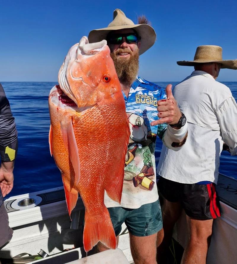 Ty headed for 1770 and came up trumps with fish like this fine red photo copyright Fisho's Tackle World Hervey Bay taken at  and featuring the Fishing boat class