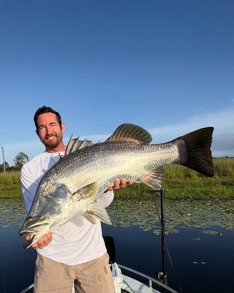 Reece Costigan caught barra at Lake Monduran not long ago, with the aid of Logan's Marinetech Hire livescope set-up - photo © Fisho's Tackle World Hervey Bay