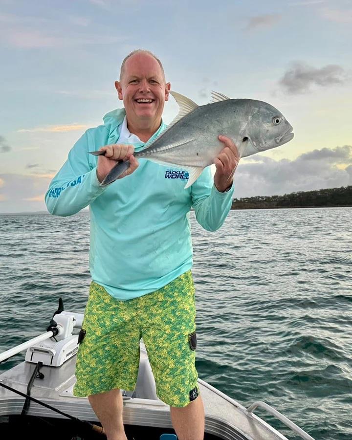 Catching sporty little GTs like this one made for a fun father-son day on the bay for Adrian Lindsay - photo © Fisho's Tackle World Hervey Bay 
