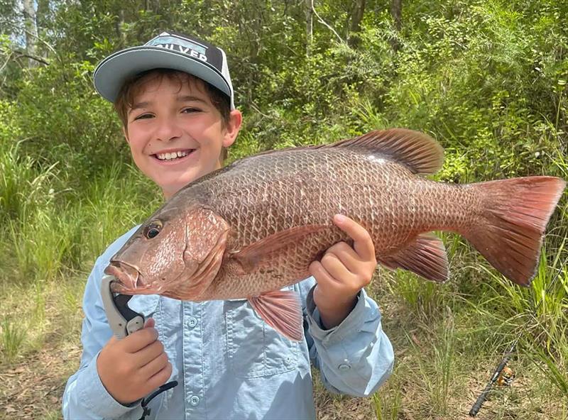 You could say Tarj has had a great week. This jack was his first, and it's a beauty - photo © Fisho's Tackle World Hervey Bay