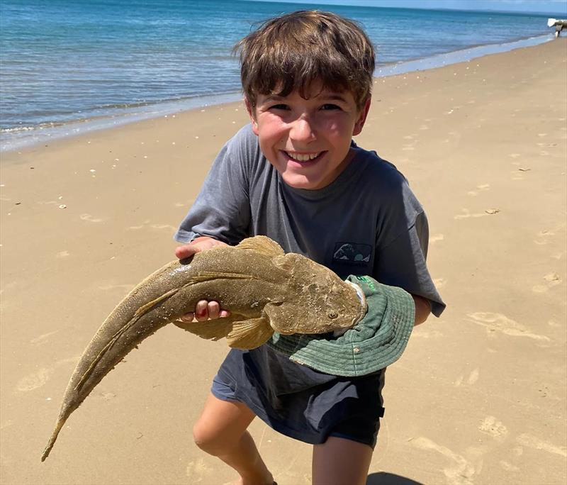 Tarj Wilson has been catching flathead by twitching shallow diving Nomad lures through the shallows of a local beach - photo © Fisho's Tackle World Hervey Bay