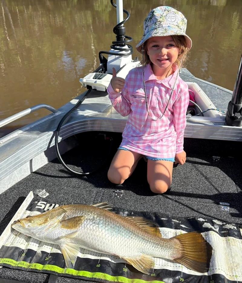 How much fun would your kids have catching barra like this. Deej's kids get super excited, and why wouldn't they - photo © Fisho's Tackle World Hervey Bay