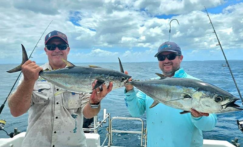 Multiple hook-ups can be chaotic fun when fishing for our prolific longtail tuna - photo © Fisho's Tackle World Hervey Bay