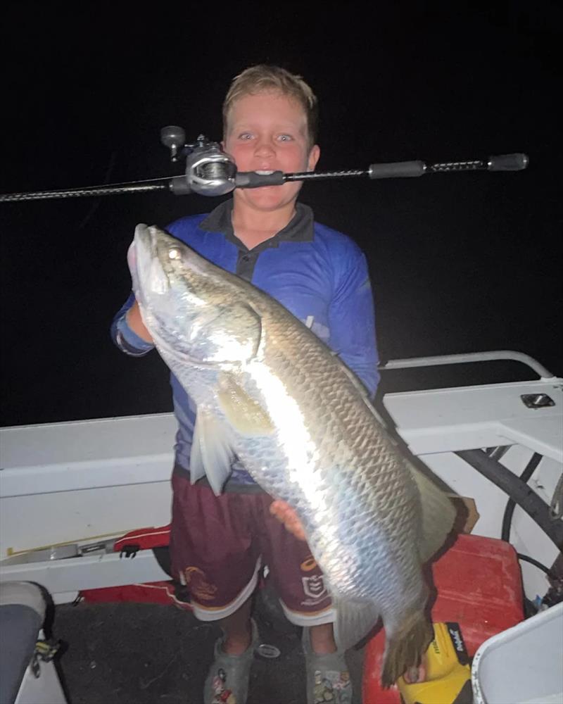 Ollie Pearce is a highly accomplished angler for his age, and added a metre barra to his brag list recently - photo © Fisho's Tackle World Hervey Bay