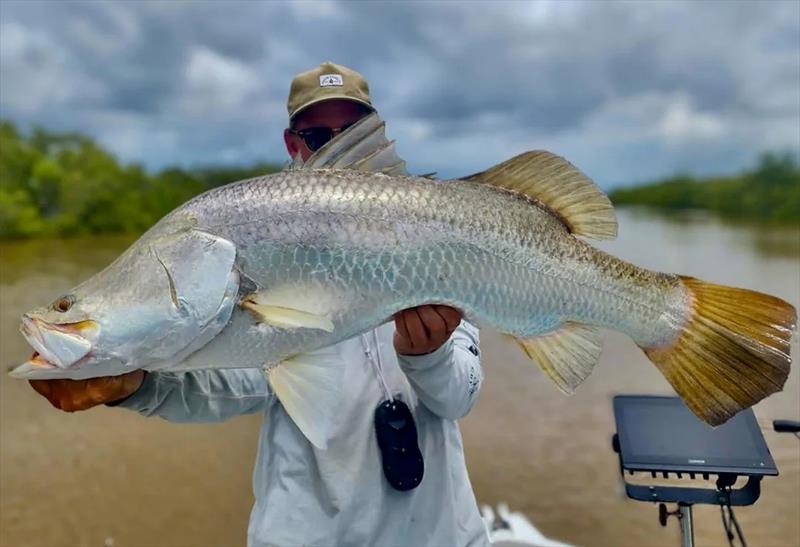 Dirty water might put some fisho's off, but the barra revel in the stuff. Easier to ambush prey and increased confidence in shallow waters - photo © Fisho's Tackle World Hervey Bay