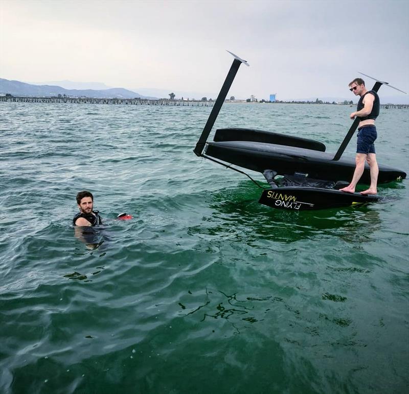 Flying Mantis - capsized to show off the foil configuration - photo © Flying Mantis