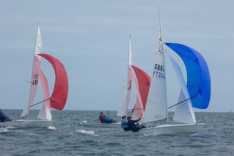 3-way fight for the lead on the reach on day 4 Subaru Flying Fifteen World Championship photo copyright Jonny Fullerton taken at  and featuring the Flying Fifteen class