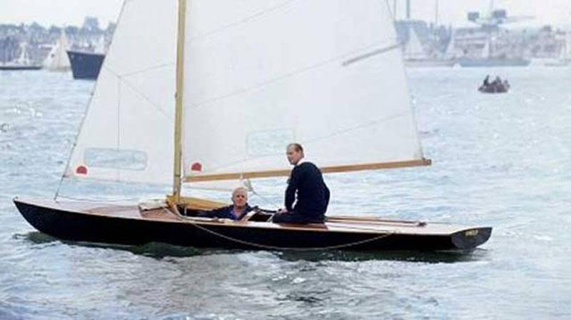 HRH The Duke of Edinburgh sailing Coweslip with Uffa Fox photo copyright PA taken at Island Sailing Club, Cowes and featuring the Flying Fifteen class