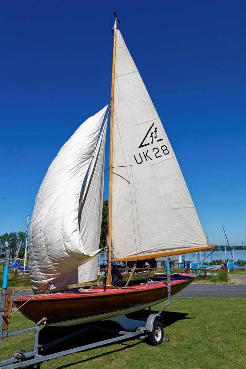The classic Flying Fifteen K28 built in 1949 features a full set of original sails from Cranfield and Carter sailmakers at the Grafham Flying Fifteen Open photo copyright Paul Sanwell / OPP taken at Grafham Water Sailing Club and featuring the Flying Fifteen class
