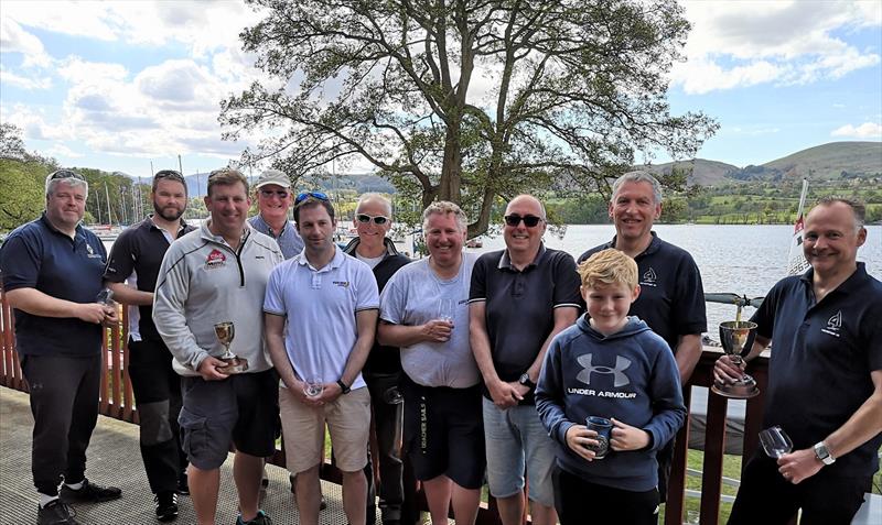 Prizewinners from the Flying Fifteen Northern Championship at Ullswater with UYC Commodore Paul O'Hara - photo © Sue Giles