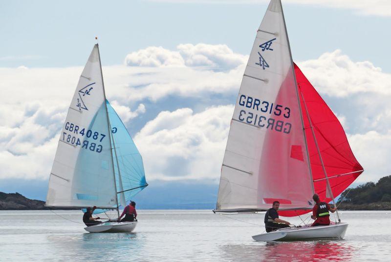 Flying Fifteens squeezing the last ounce of energy from their spinnakers Scott Train and Anne Stewart (GBD4087); Chris Mitchell and Ian Murgatroyd (GBR3153) - Kippford RNLI Regatta Day at Solway YC photo copyright John Sproat taken at Solway Yacht Club and featuring the Flying Fifteen class