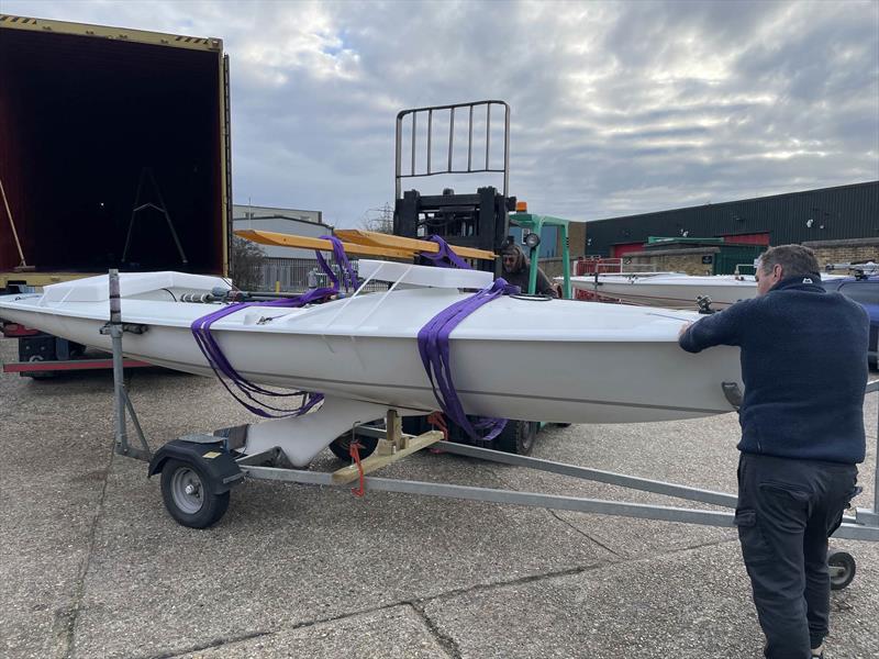 UK Flying Fifteens loaded to the container ready for the Worlds in Fremantle  photo copyright Bill Chard taken at  and featuring the Flying Fifteen class