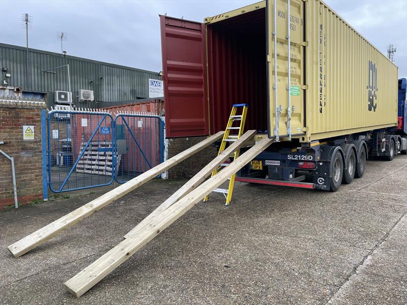 UK Flying Fifteens loaded to the container ready for the Worlds in Fremantle  - photo © Bill Chard