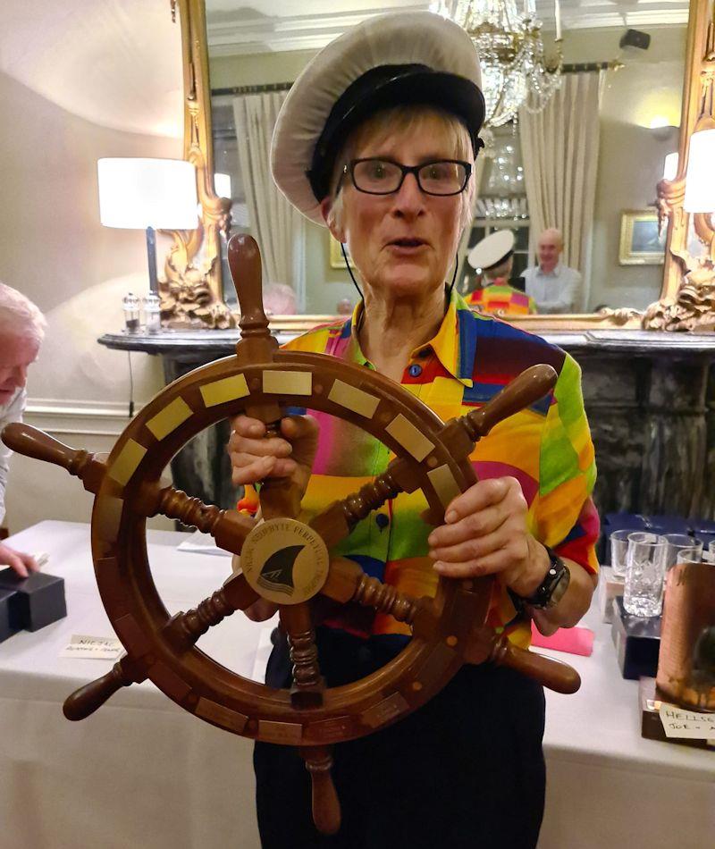 Class Captain Jill Fleming with the Neophyte Trophy (for Most Improved) - Dun Laoghaire Flying Fifteen fleet prize-giving 2022 photo copyright DBSC taken at Dublin Bay Sailing Club and featuring the Flying Fifteen class