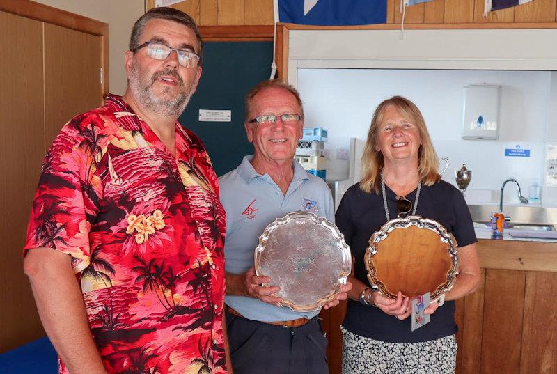 Overall winners of the Handicap 1 fleet, Scott Train and Anne Stewart with Commodore Scott McColm - Kippford Week at Solway - photo © Nicola McColm